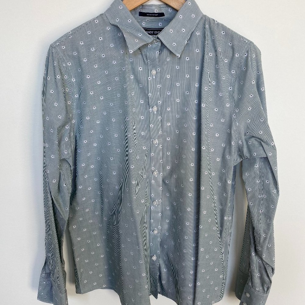 Lands' End No Iron Supima Womens Button Down Large